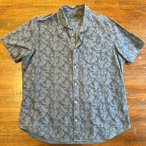 GAP Blue Botanical Print Men's Shirt Hawaiian XL